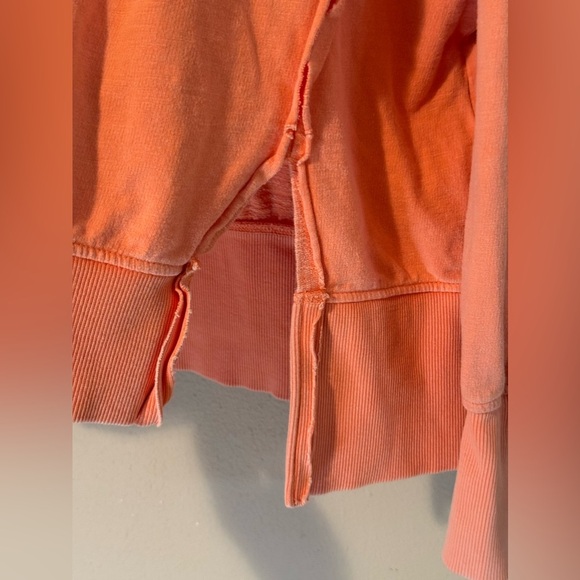 Pilcro Pintuck Cotton Oversized Long Sleeve Sweatshirt Coral Size Small - Picture 4 of 8